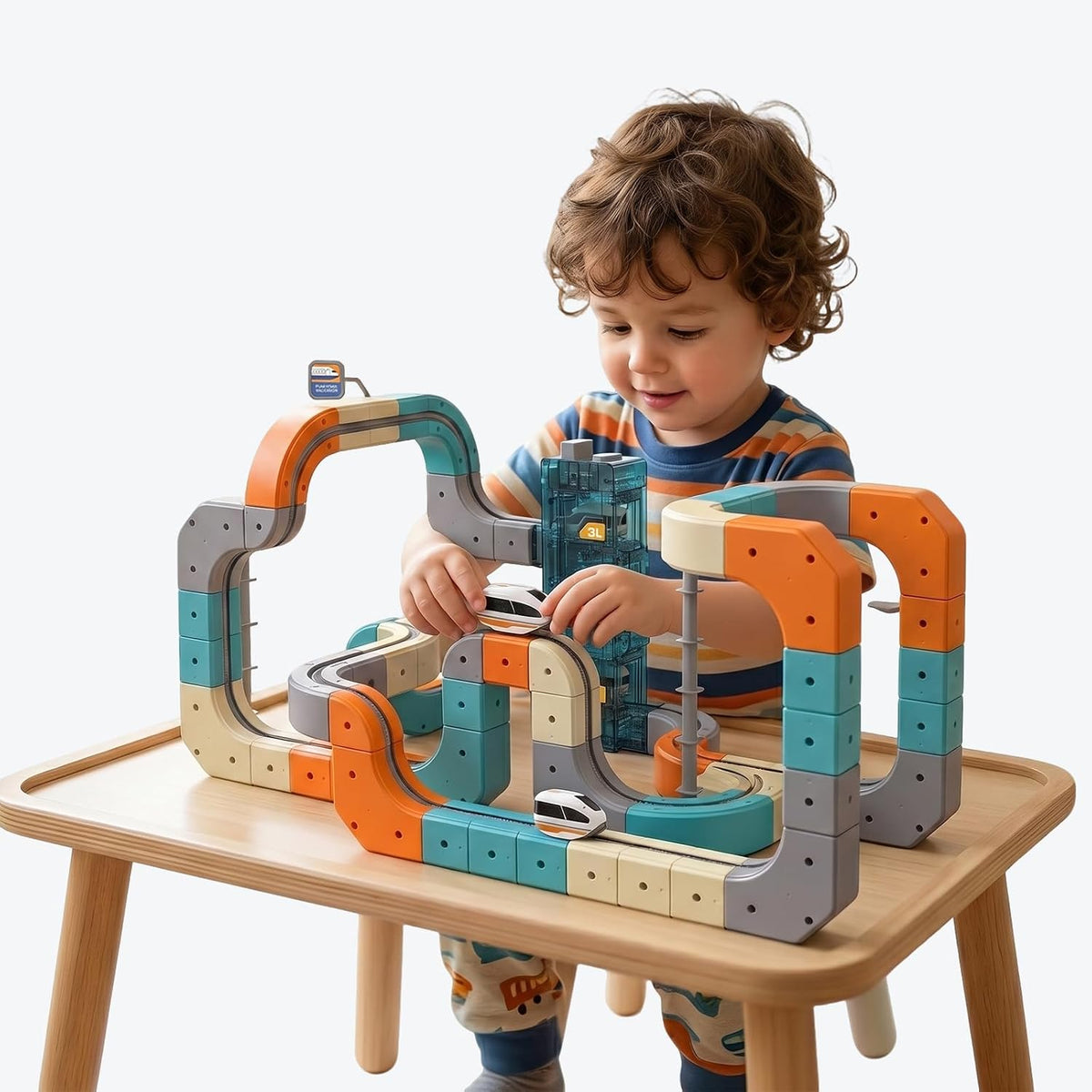 Train Sets, DIY Modular Cube Track Set, Auto Elevator & Track Switch